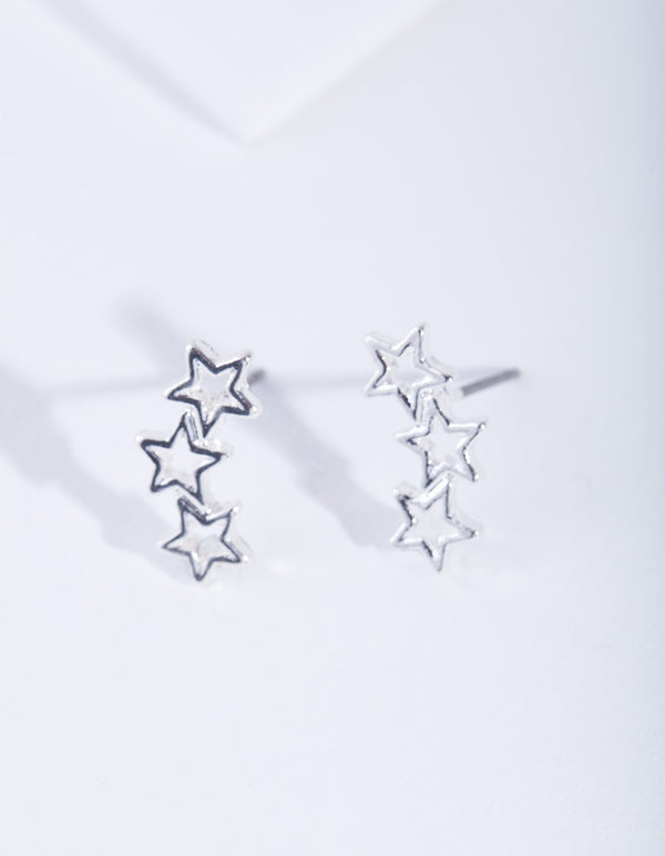 Silver Starline Cut Out Stud Earrings