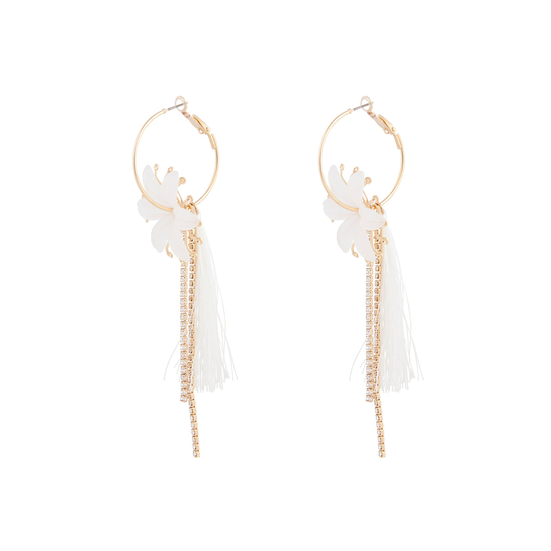 Gold Acrylic Flower Cup Chain Hoop Earrings