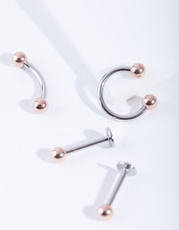 Gold Mixed Ear Cartilage Flat Back Set