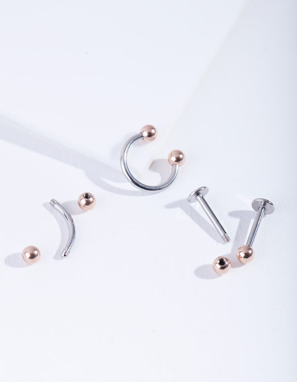 Gold Mixed Ear Cartilage Flat Back Set