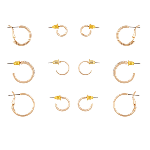 Gold Diamante Hoop Earring 6-Pack
