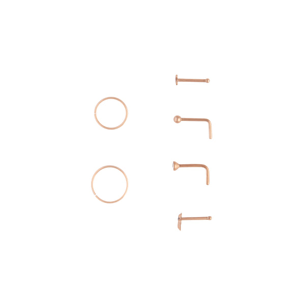 Rose Gold Fine Cross Nose Stud 6-Pack
