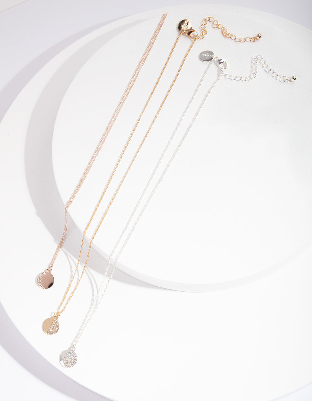 Mixed Metal Moon Phase Necklace Set