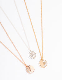 Mixed Metal Moon Phase Necklace Set - link has visual effect only