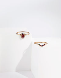 Gold Red Jewel Ring Stack - link has visual effect only