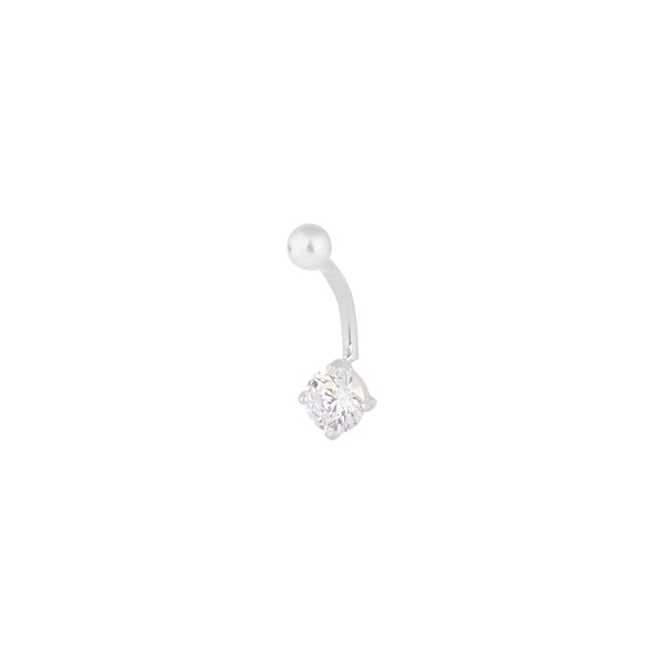Sterling Silver Cubic Zirconia Belly Bar