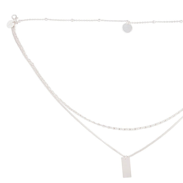 Silver Mixed Chain & Shape Layered Choker