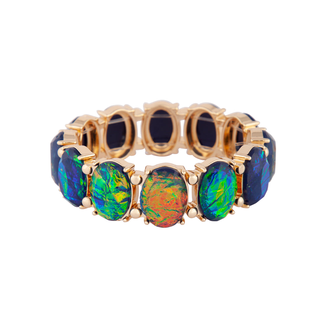 Gold Multi Reflective Stone Stretch Bracelet