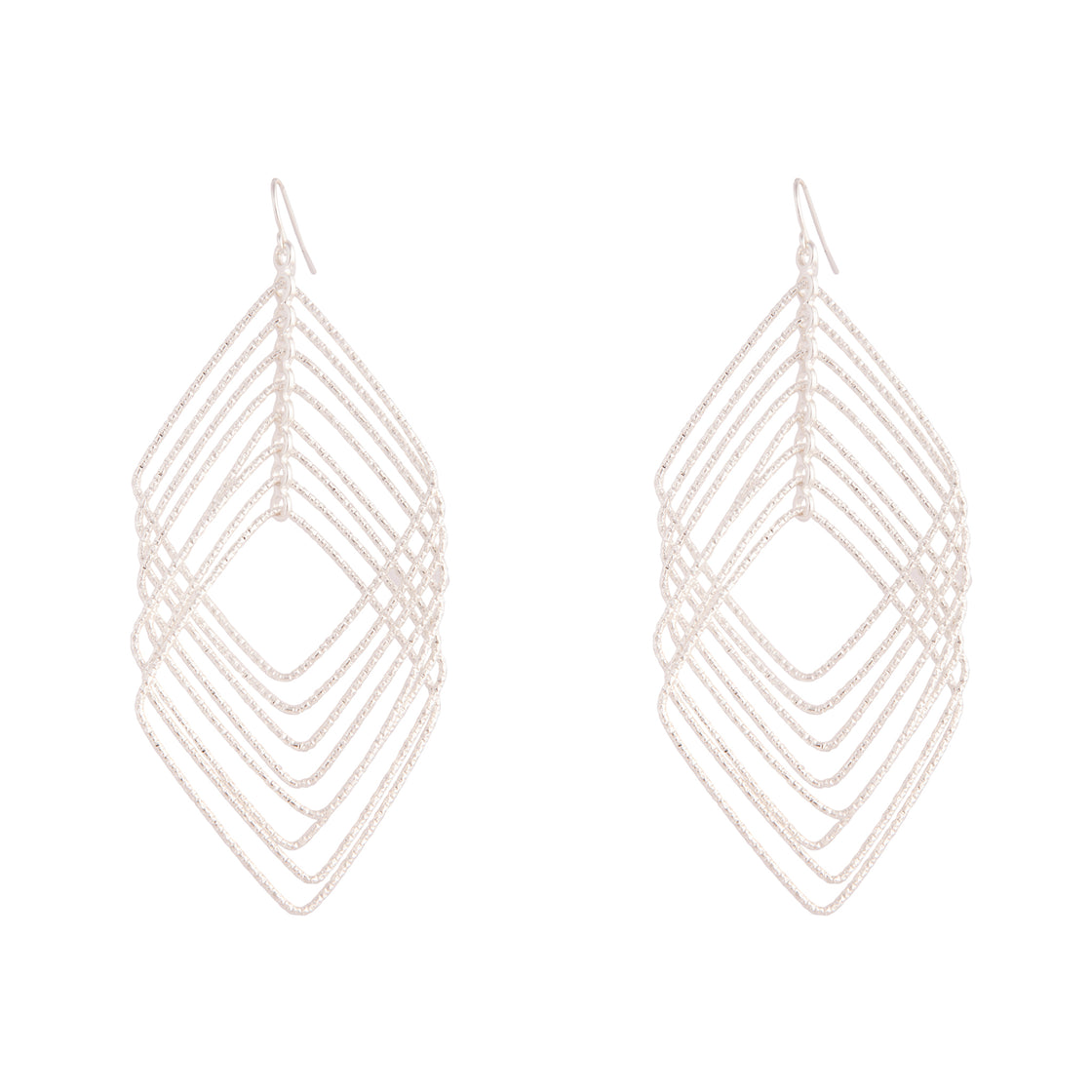 Silver Diamond Cut Drop Earrings