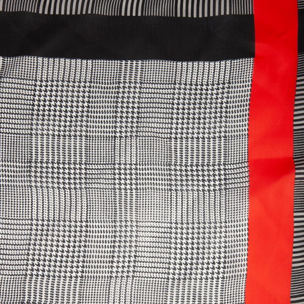 Black White Check Red Stripe Bandana Hair Scarf