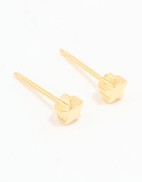 Showcasing 24K gold plated surgical stainless steel 4MM star piercing studs with celestial design and stud closure front view - link has visual effect only