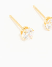 24KT Gold Plated Surgical Stainless Steel 4MM Cubic Zirconia Piercing Stud - link has visual effect only