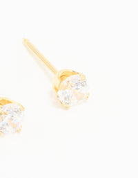 24KT Gold Plated Surgical Stainless Steel 4MM Cubic Zirconia Piercing Stud - link has visual effect only
