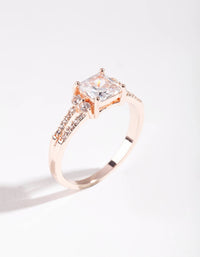 Rose Gold Double Band Cubic Zirconia Ring - link has visual effect only