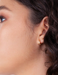 Gold Plated Sterling Silver Huggie Hoop Earrings - link has visual effect only