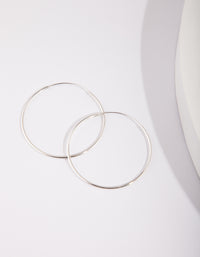 Sterling Silver Thread Polished Hoop Earrings - link has visual effect only