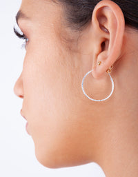 Sterling Silver 25mm Texture Hoop Earrings - link has visual effect only