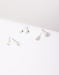 Sterling Silver Synthetic Opal Fireball Earring Pack - link has visual effect only