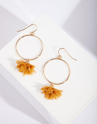 Gold Brown Flower Loop Earrings - link has visual effect only
