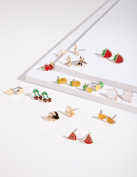 Gold Enamel Fruit Stud Earring 12-Pack - link has visual effect only