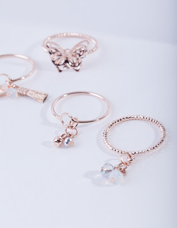 Rose Gold Nature Shapes Ring Pack