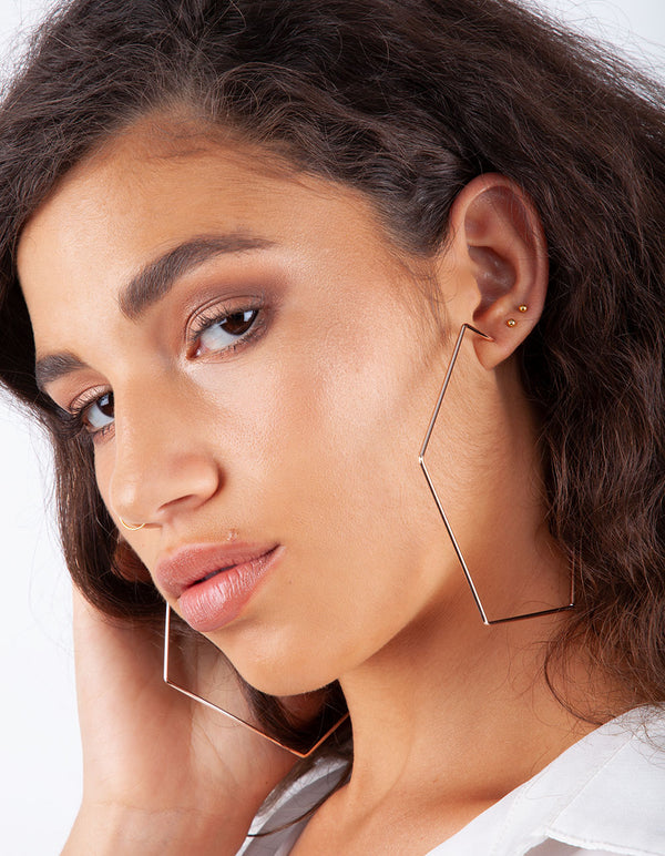 Rose Gold Geometric Oversized Hoop Earrings