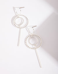 Silver Textured Drop Hoop Earrings - link has visual effect only