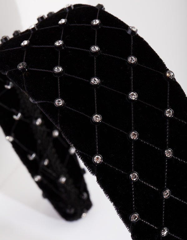 Black Velvet Diamante Net Headband