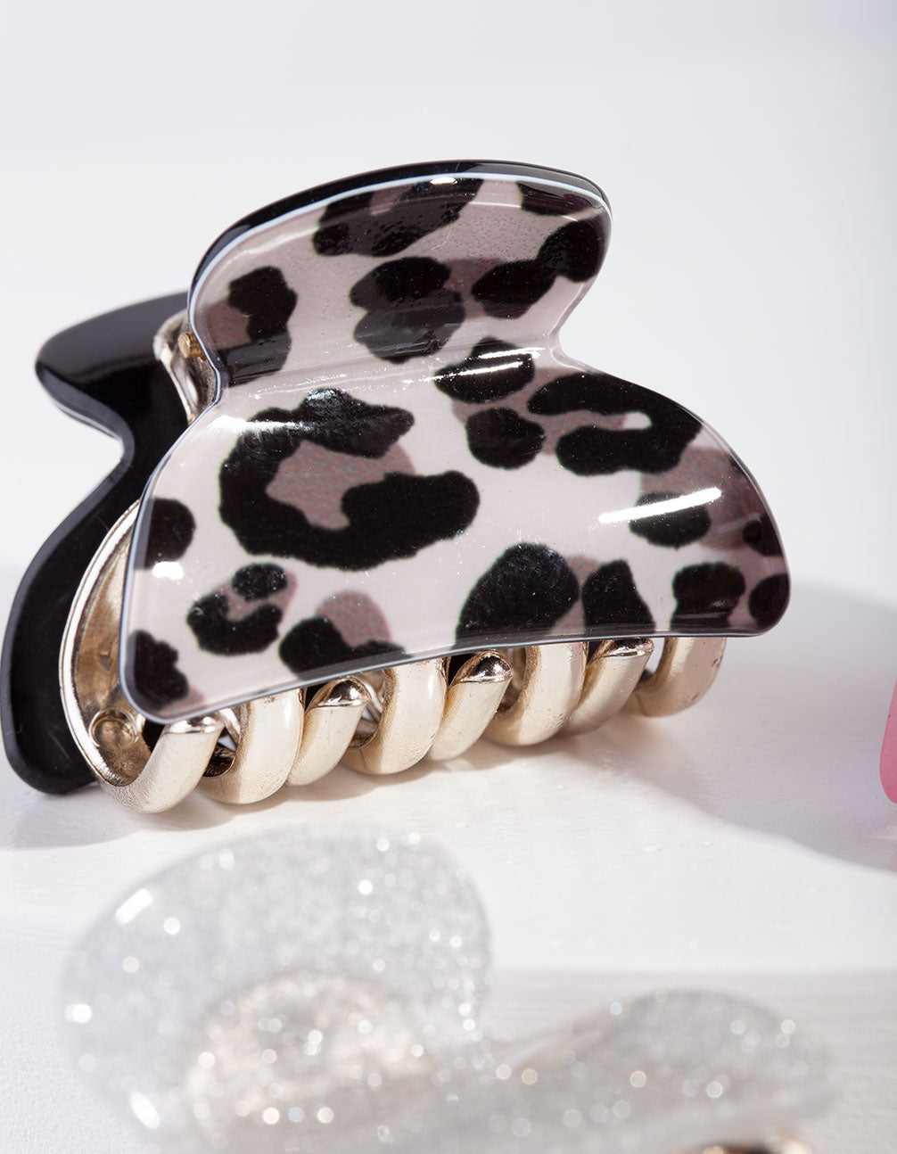 Pink Glitter Multi Leopard Clip 4-Pack