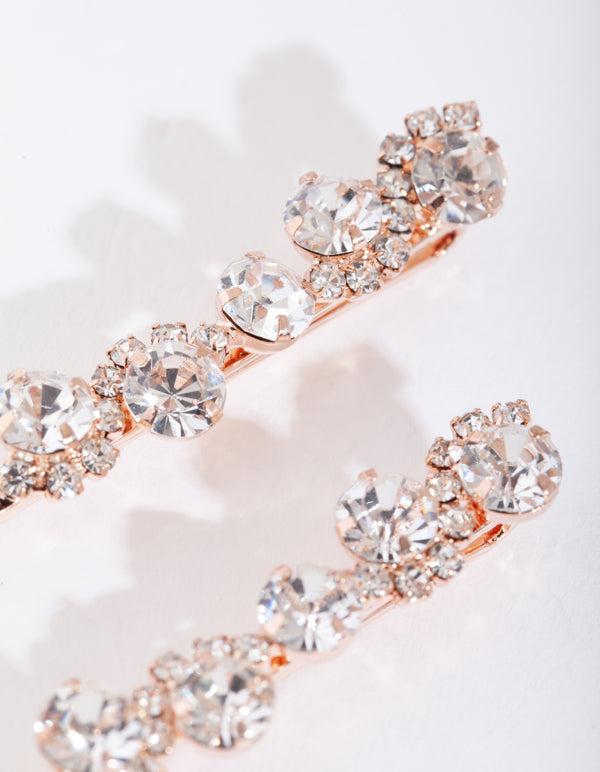 Rose Gold Crystal Hair Pin Pack