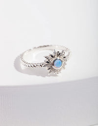 Sterling Silver Synthetic Opal Sun Ring - link has visual effect only