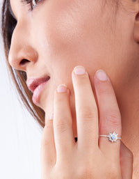 Sterling Silver Synthetic Opal Sun Ring - link has visual effect only