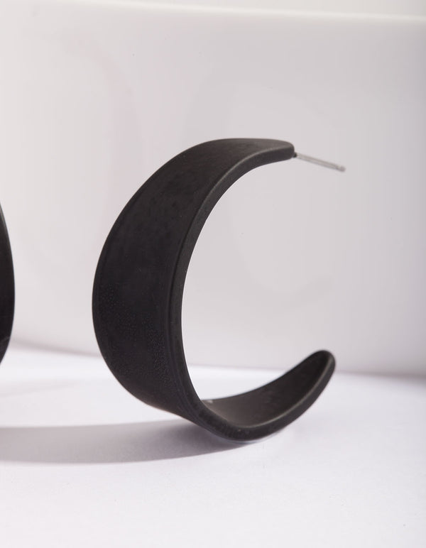 Matte Black 3/4 Hoop Earrings