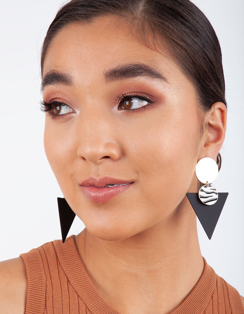 Black Zebra Triangle Earrings