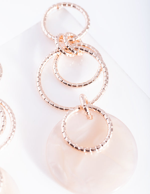 Rose Gold Iridescent Hanging Loop Earrings