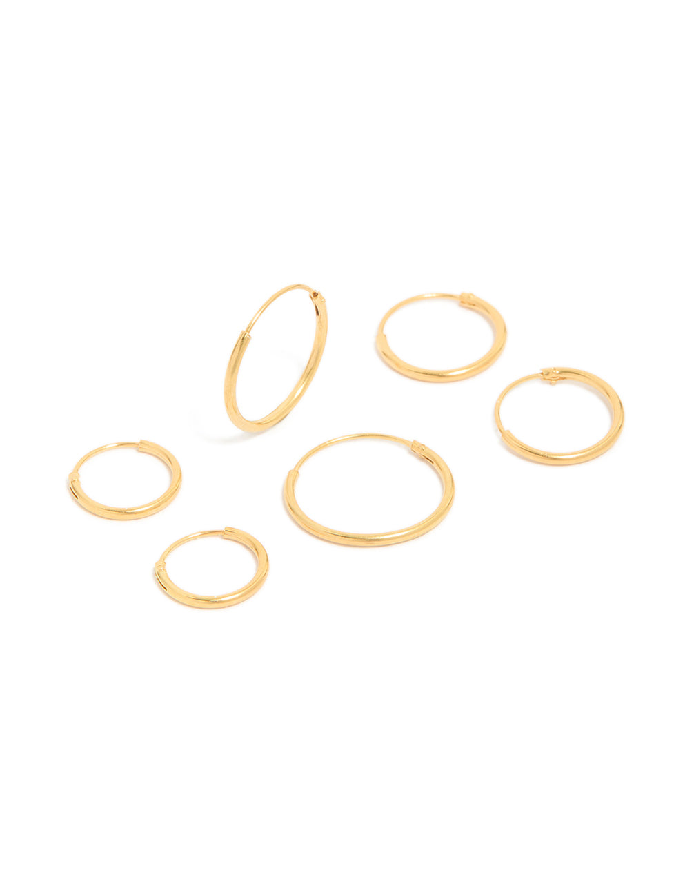 Gold Plated Sterling Silver Classic Hoop Earring Pack