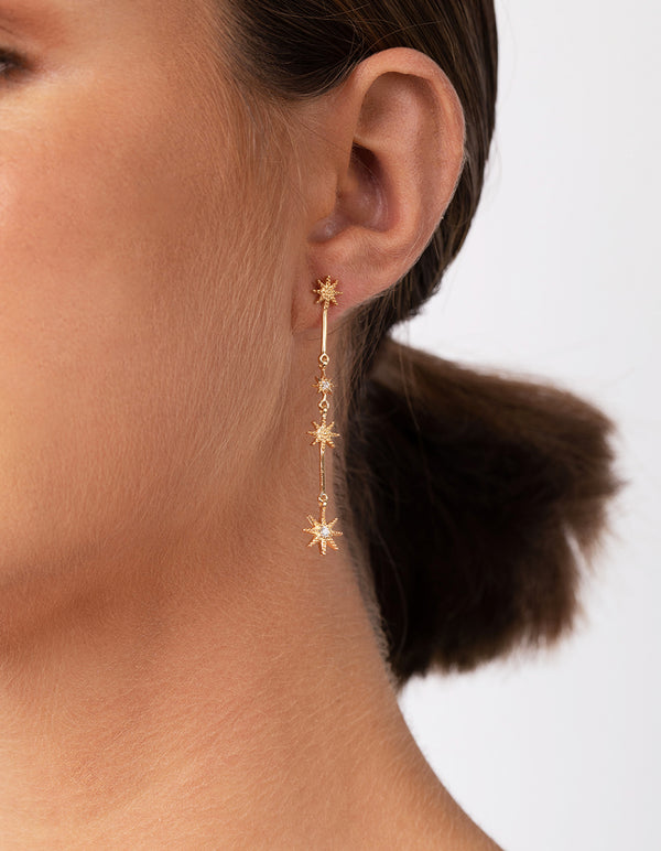 Gold Plated Sterling Silver Constellation Star Drop Earrings