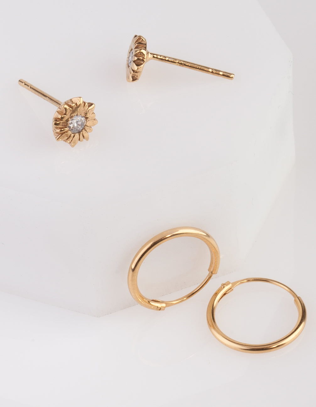 Gold Plated Sterling Silver Star Floral Earring Pack