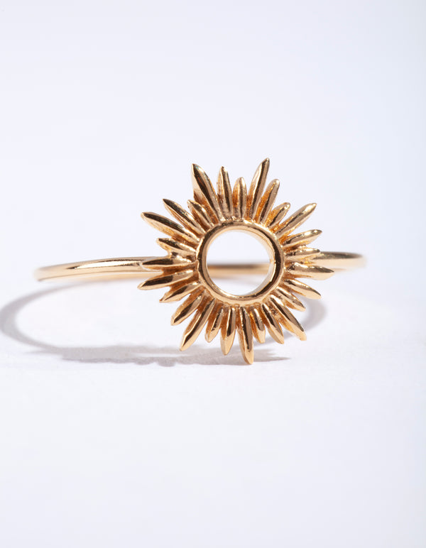 Gold Plated Sterling Silver Sun Burst Ring