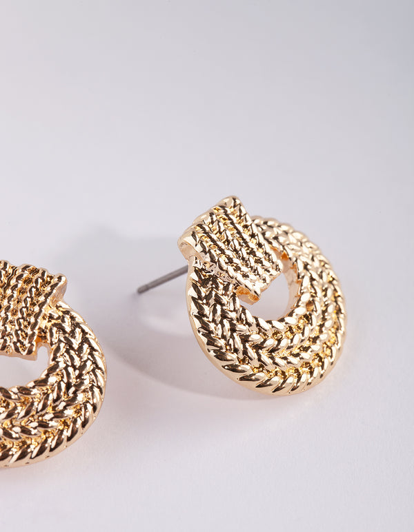 Gold Rope Stud Earrings