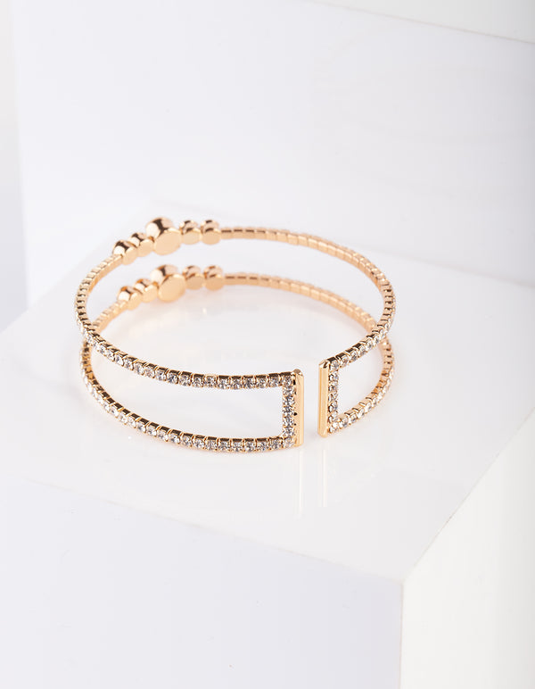 Gold Diamante Cuff Bracelet