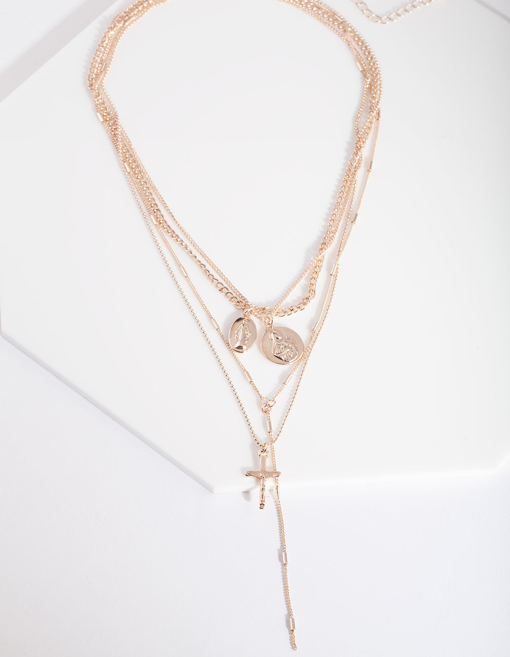 Rose Gold Y Neck Layered Necklace