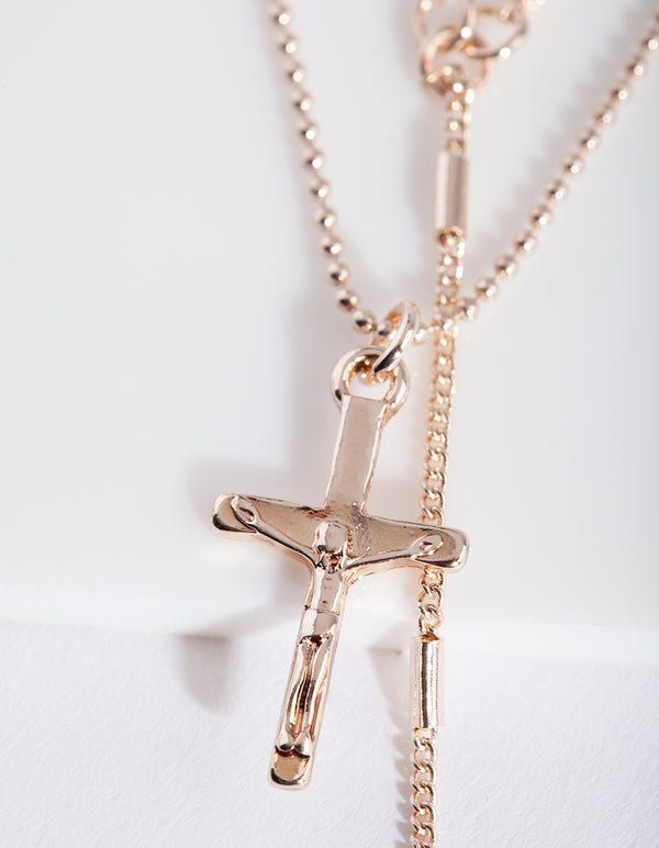 Rose Gold Y Neck Layered Necklace