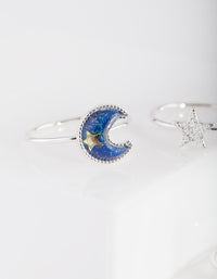 Silver Moon Star Ring Stack - link has visual effect only