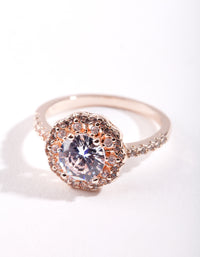 Rose Gold Cubic Zirconia Round Ring - link has visual effect only