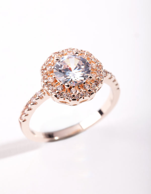 Rose Gold Cubic Zirconia Round Ring