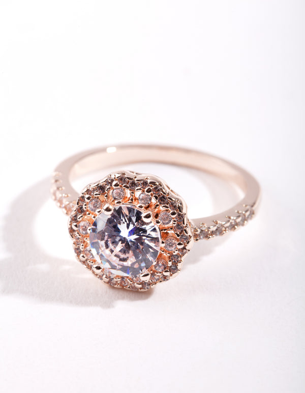 Rose Gold Cubic Zirconia Round Ring