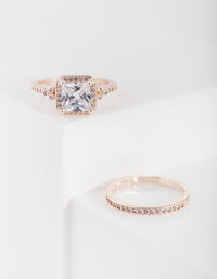 Rose Gold Engagement Mini Ring Stack - link has visual effect only