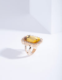 Gold Citrine Faceted Stone Ring - link has visual effect only