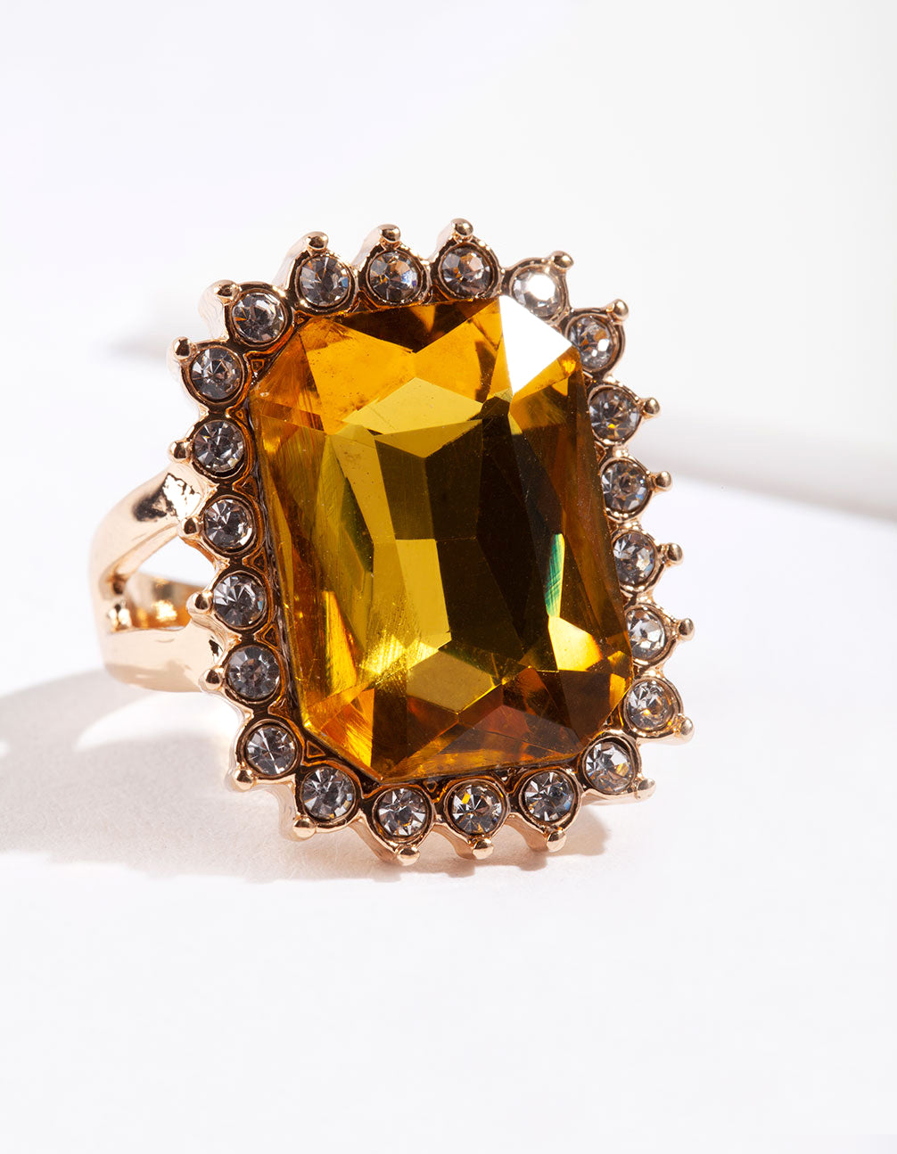Gold Citrine Faceted Stone Ring